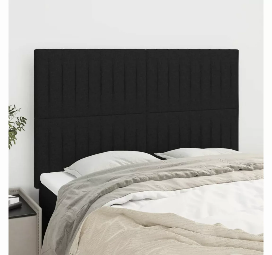 vidaXL Bett, Kopfteile 4 Stk. Schwarz 72x5x78/88 cm Stoff günstig online kaufen