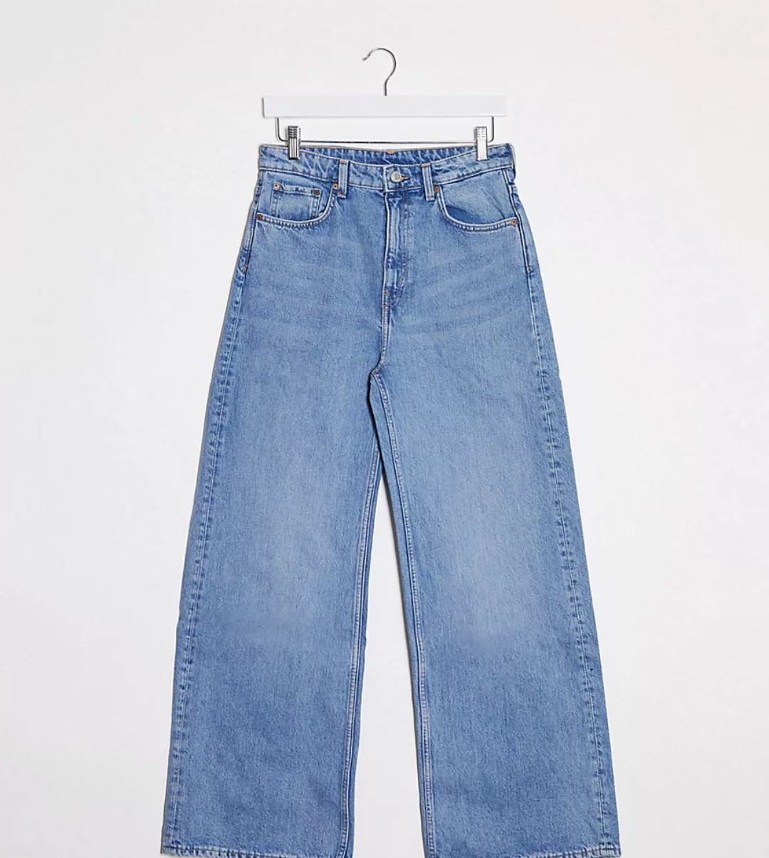 Weekday – Blaue Jeans aus Bio-Baumwolle mit weitem Bein günstig online kaufen