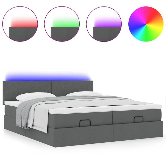 vidaXL Bett Ottoman-Bett mit Matratzen & LEDs Dunkelgrau 180x200 cm Stoff günstig online kaufen