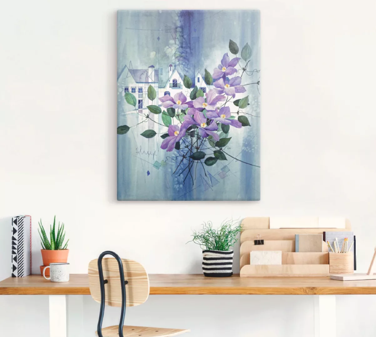 Artland Leinwandbild »Ansicht mit Clematis«, Blumen, (1 St.), auf Keilrahme günstig online kaufen