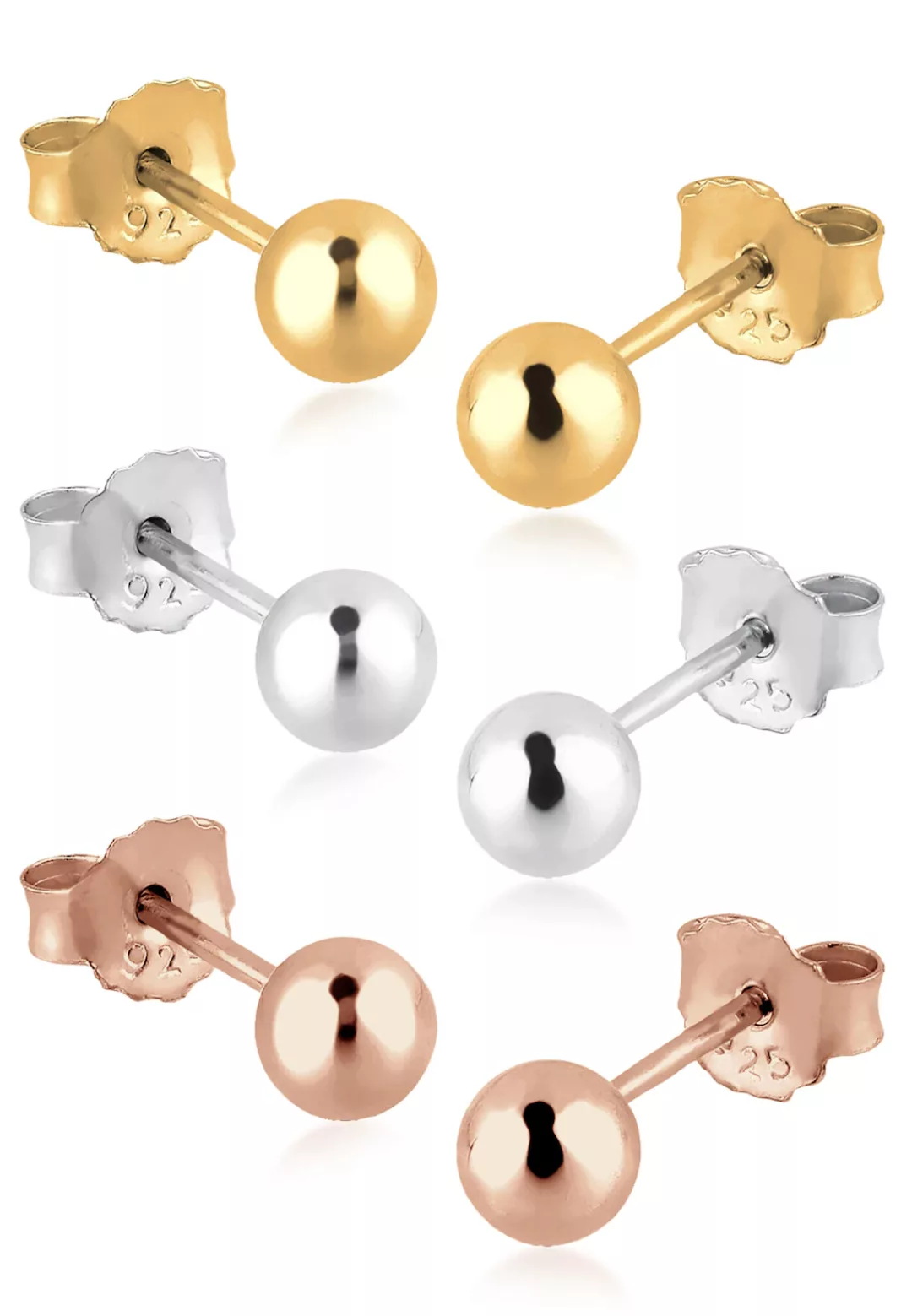 Elli Ohrring-Set "3er Set Kreis Tricolor Geo Trend Silber vergoldet" günstig online kaufen