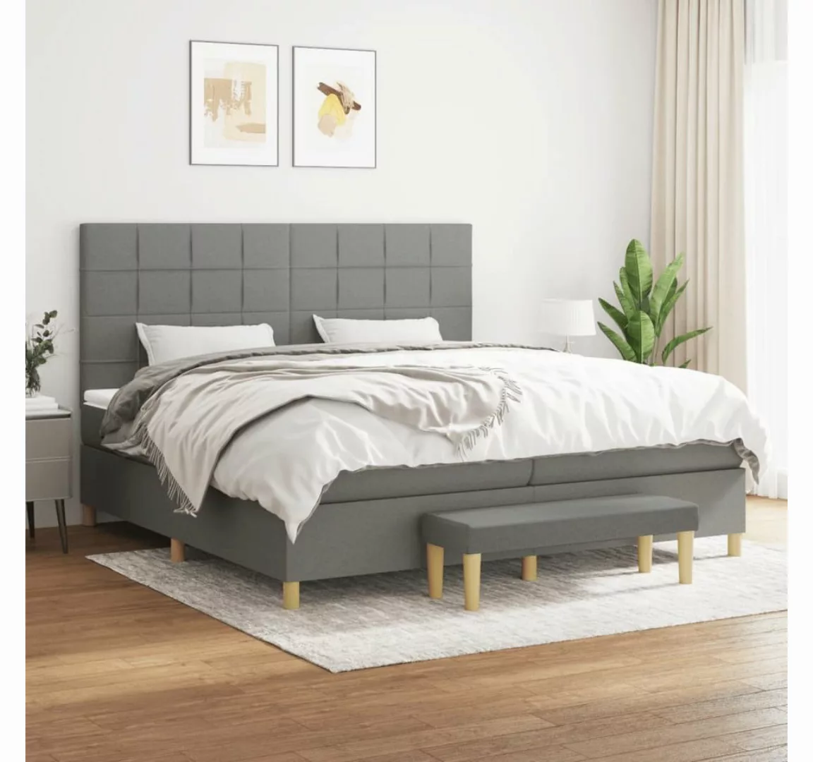 vidaXL Boxspringbett Boxspringbett mit Matratze Schwarz 200x200 cm Stoff Be günstig online kaufen