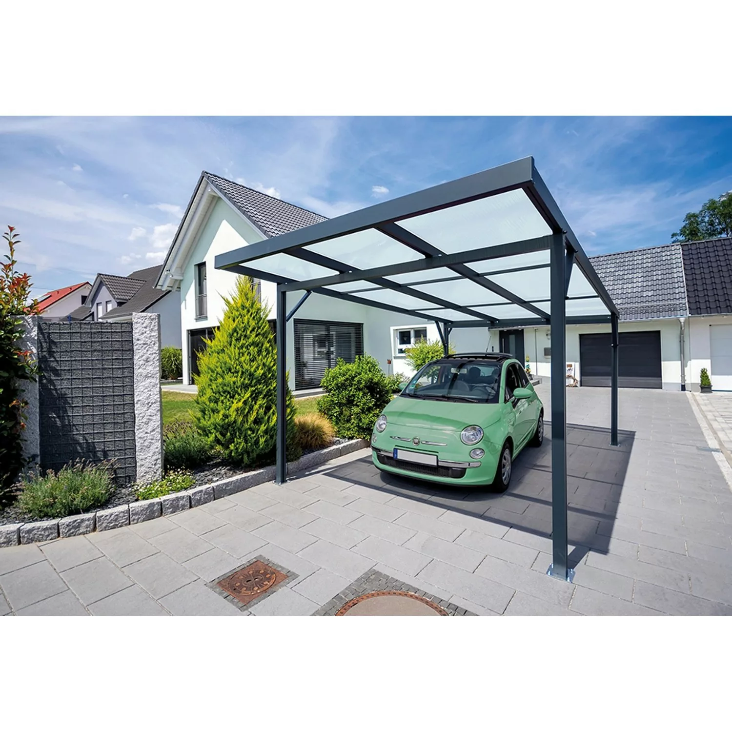 Carport Premium Klima blue Stegplatte 309,4 cm x 562 cm Anthrazit Acryl günstig online kaufen