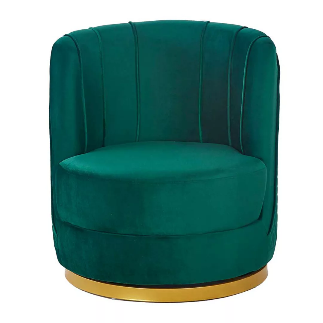 Drehbarer Sessel Retro Stil aus Samt Petrol und Goldfarben günstig online kaufen
