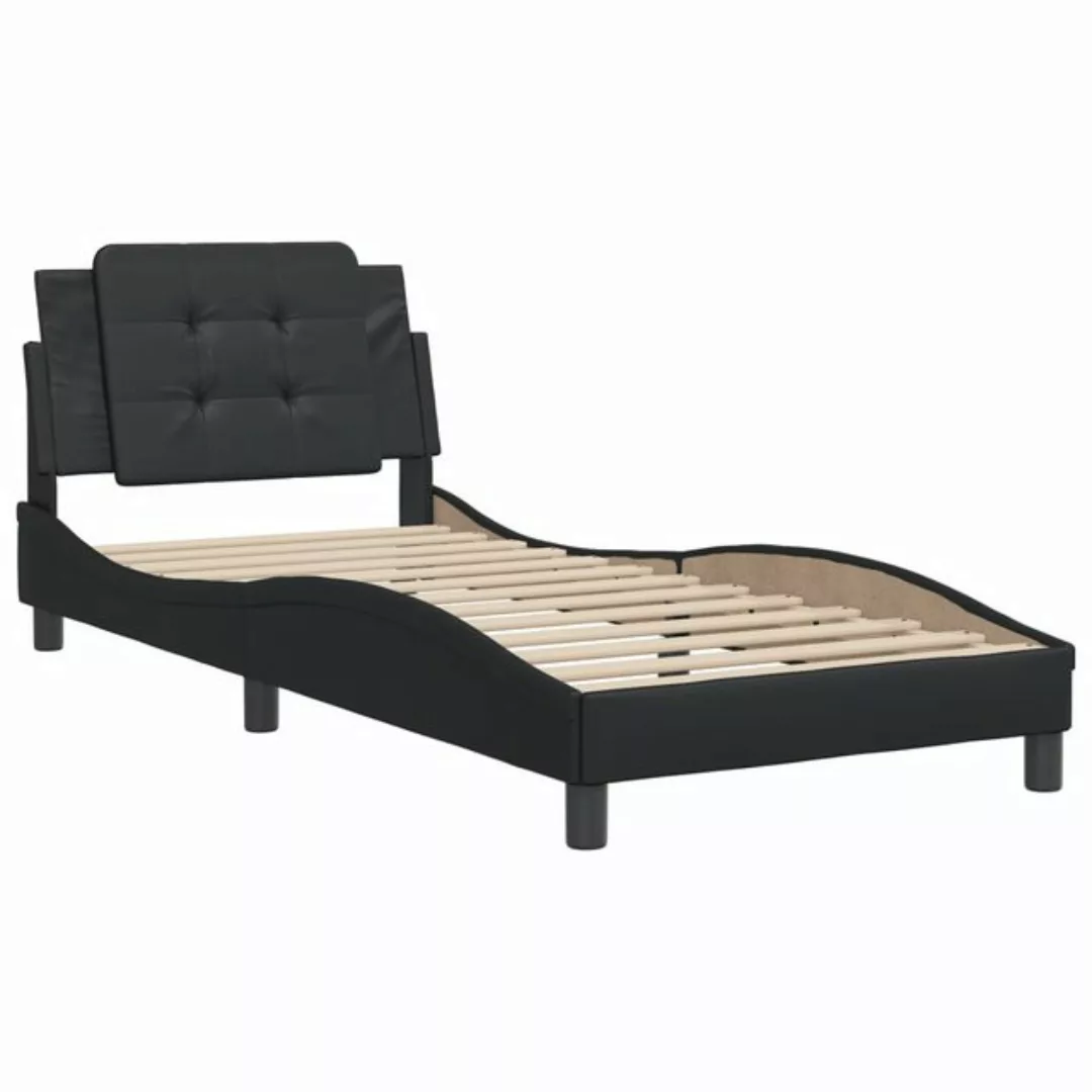 vidaXL Bett Bettgestell mit Kopfteil Schwarz 80x200 cm Kunstleder günstig online kaufen