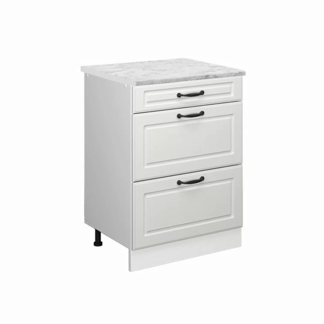 Vicco Unterschrank R-Line, Anthrazit Landhaus/Weiß, 60 cm AP Marmor günstig online kaufen