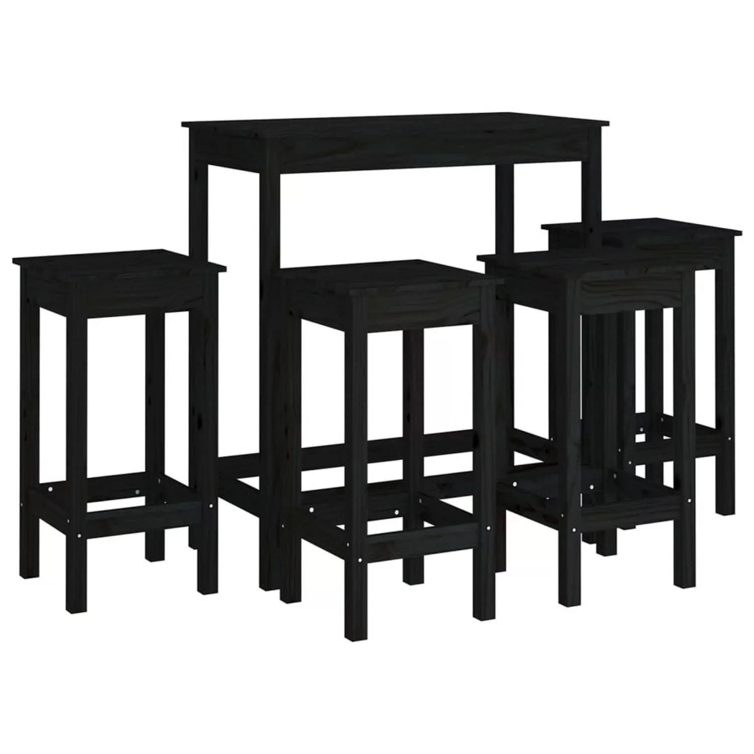 vidaXL 5-tlg. Bar-Set Schwarz Massivholz Kiefer Modell 3 günstig online kaufen