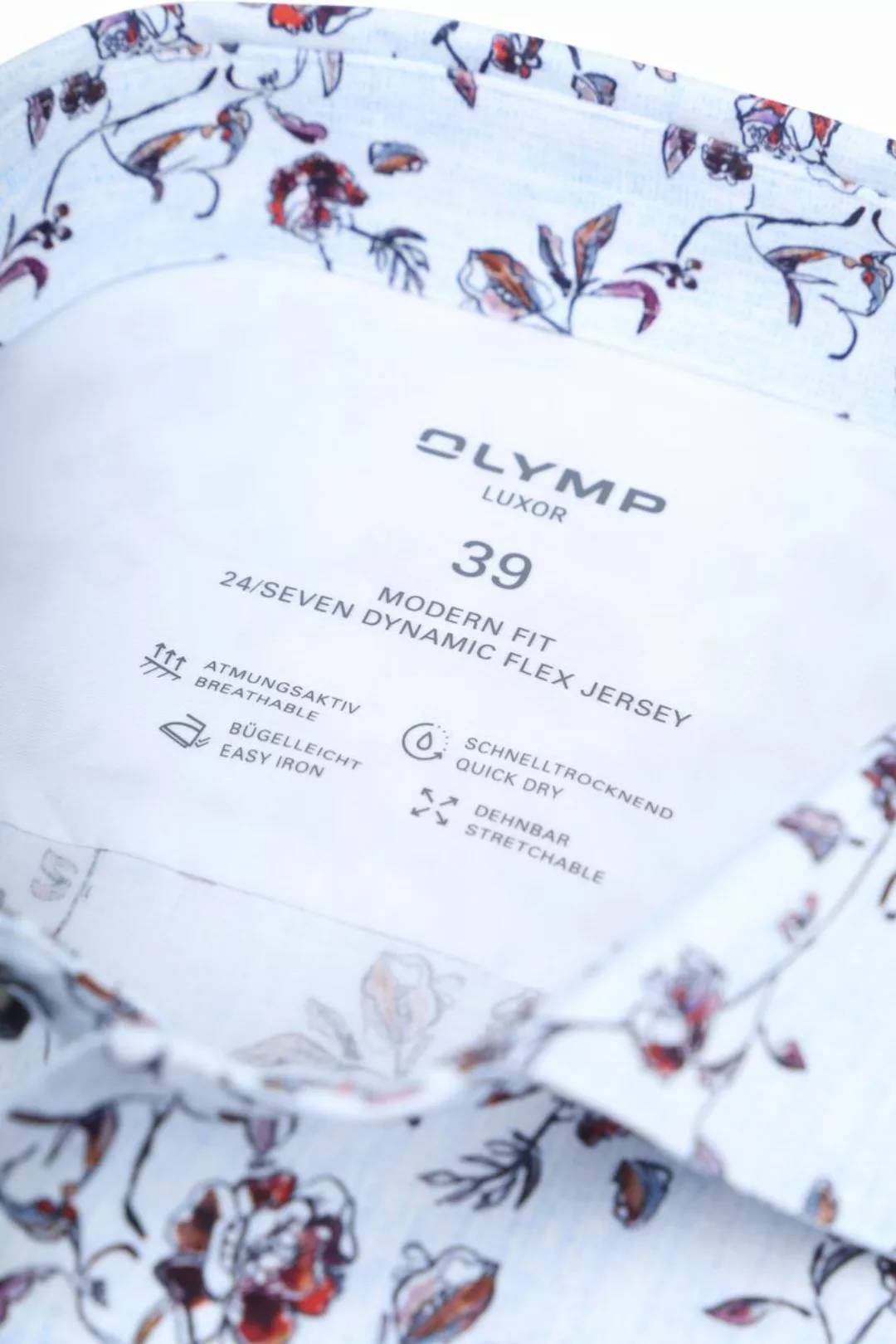 OLYMP Luxor Hemd Blumenmuster Hellblau - Größe 39 günstig online kaufen