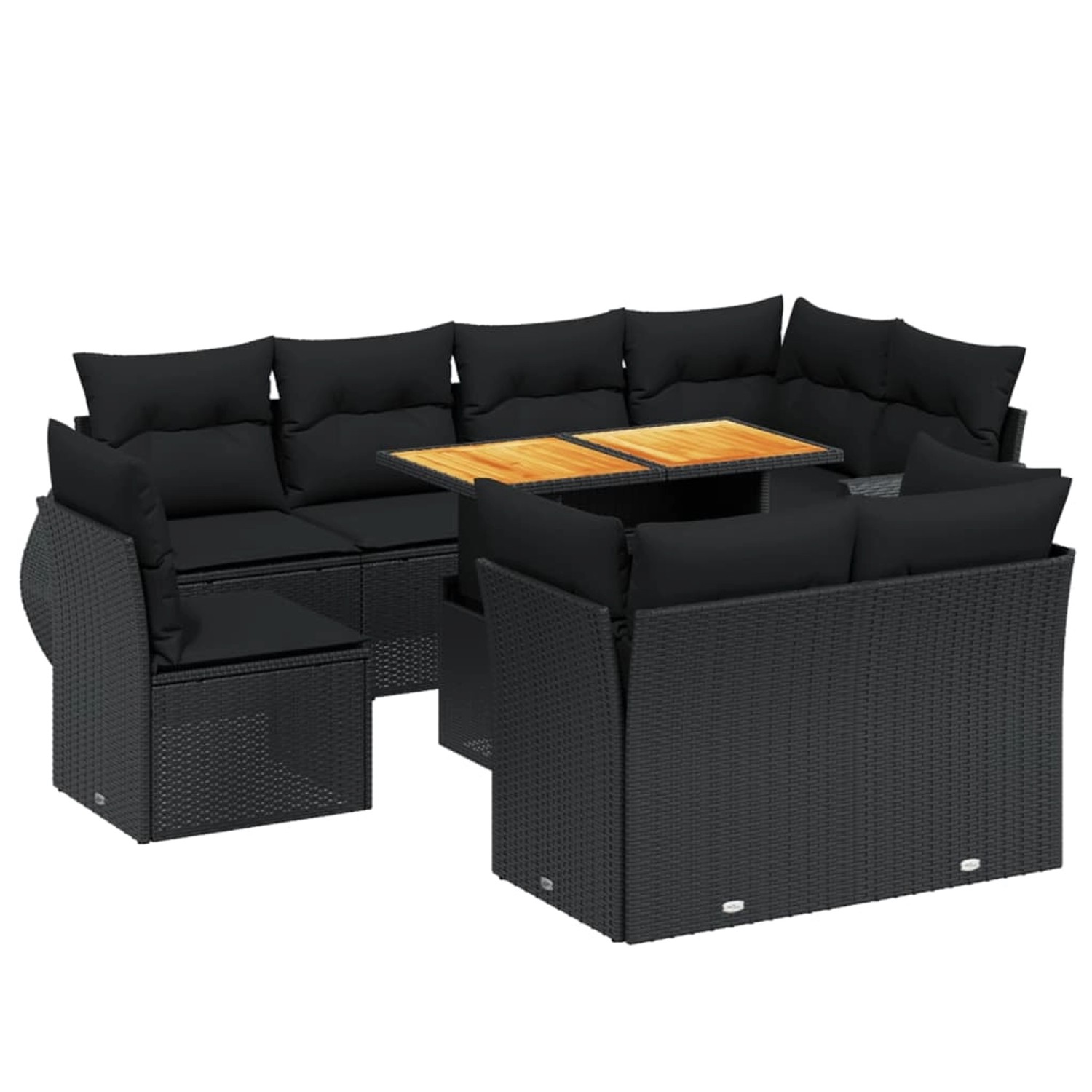 vidaXL 9-Tlg Garten-Sofagarnitur mit Kissen Schwarz Poly Rattan 3272287 günstig online kaufen