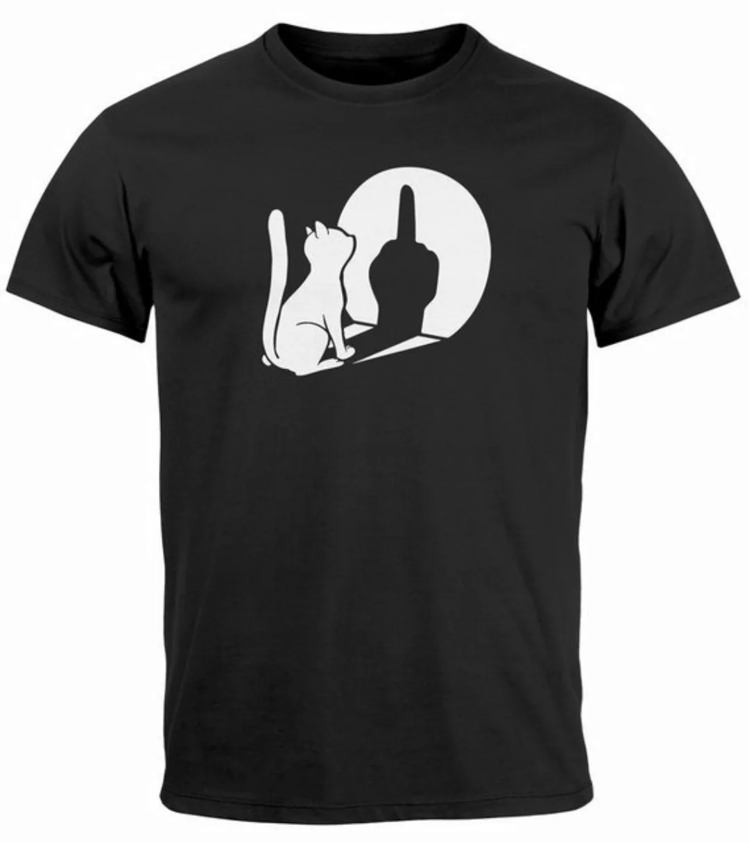 MoonWorks Print-Shirt Herren T-Shirt Katze Mittelfinger Schatten F*UCK You günstig online kaufen