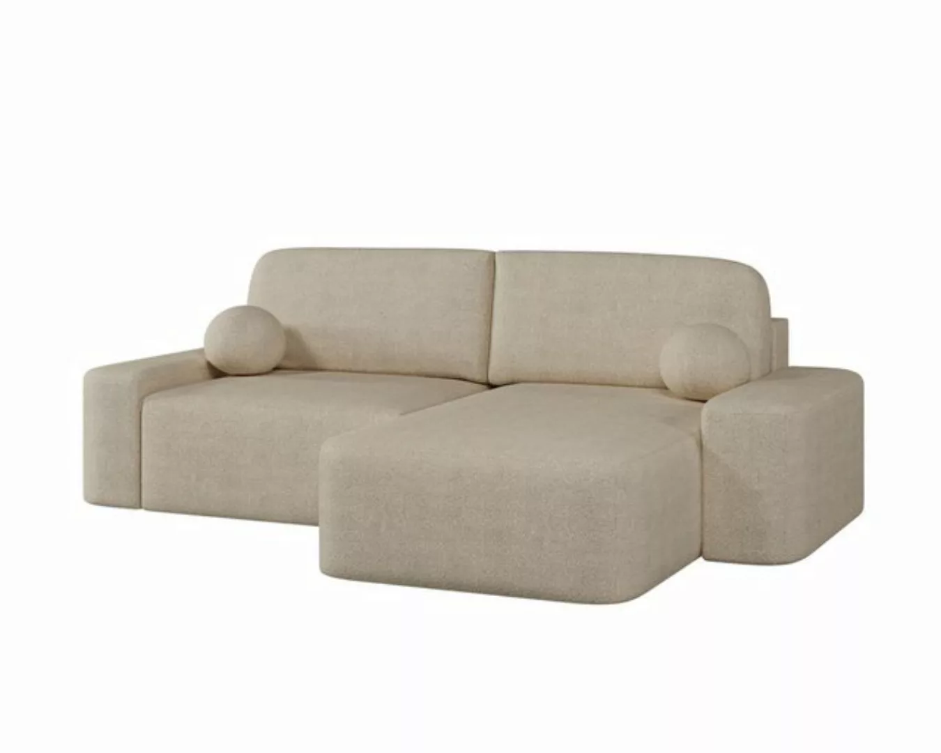 MOEBLO Ecksofa Lisbon aus Bouclé, Ottomane beidseitig montierbar Couch für günstig online kaufen