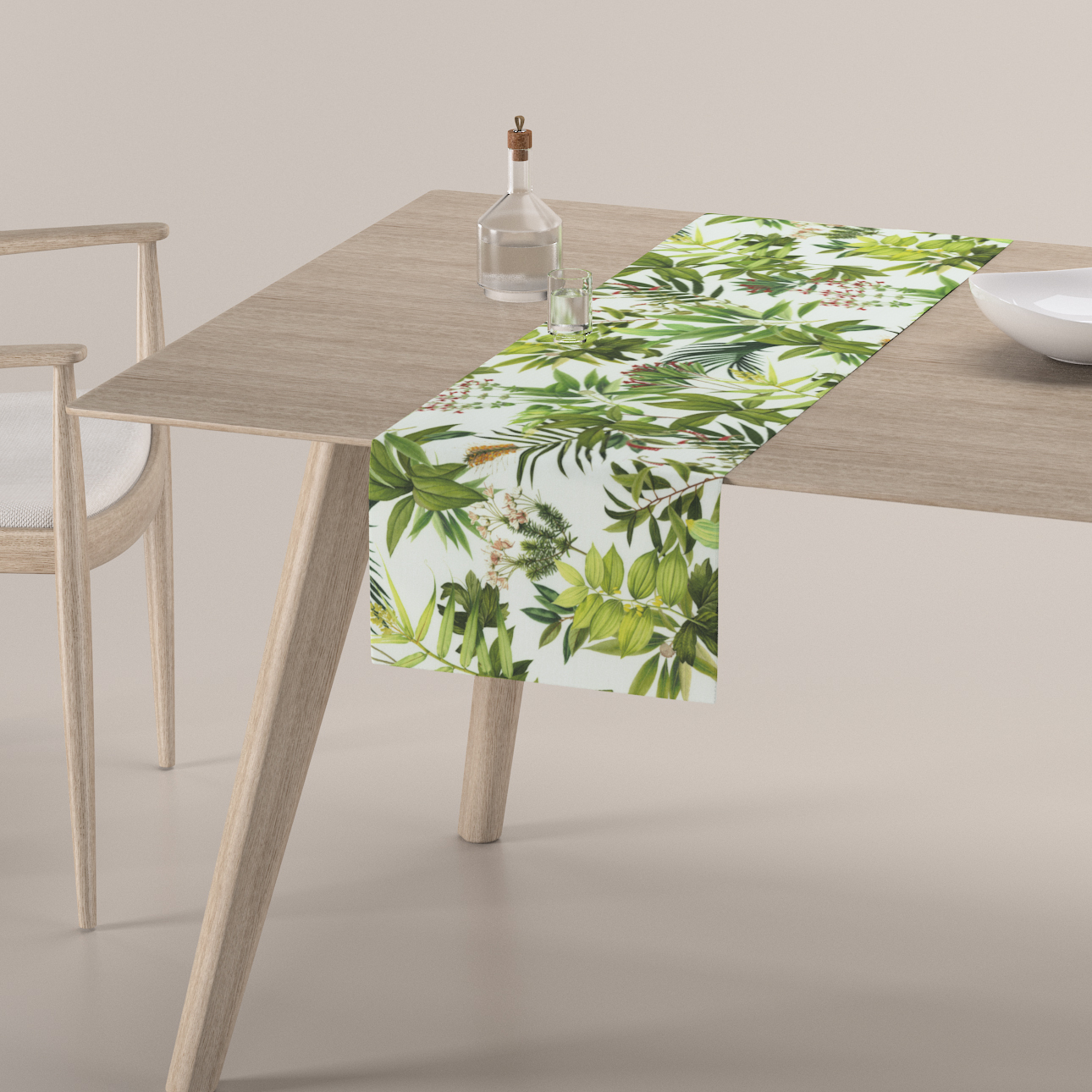 Tischläufer, grün-weiß, 40 x 130 cm, Tropical Island (143-69) günstig online kaufen