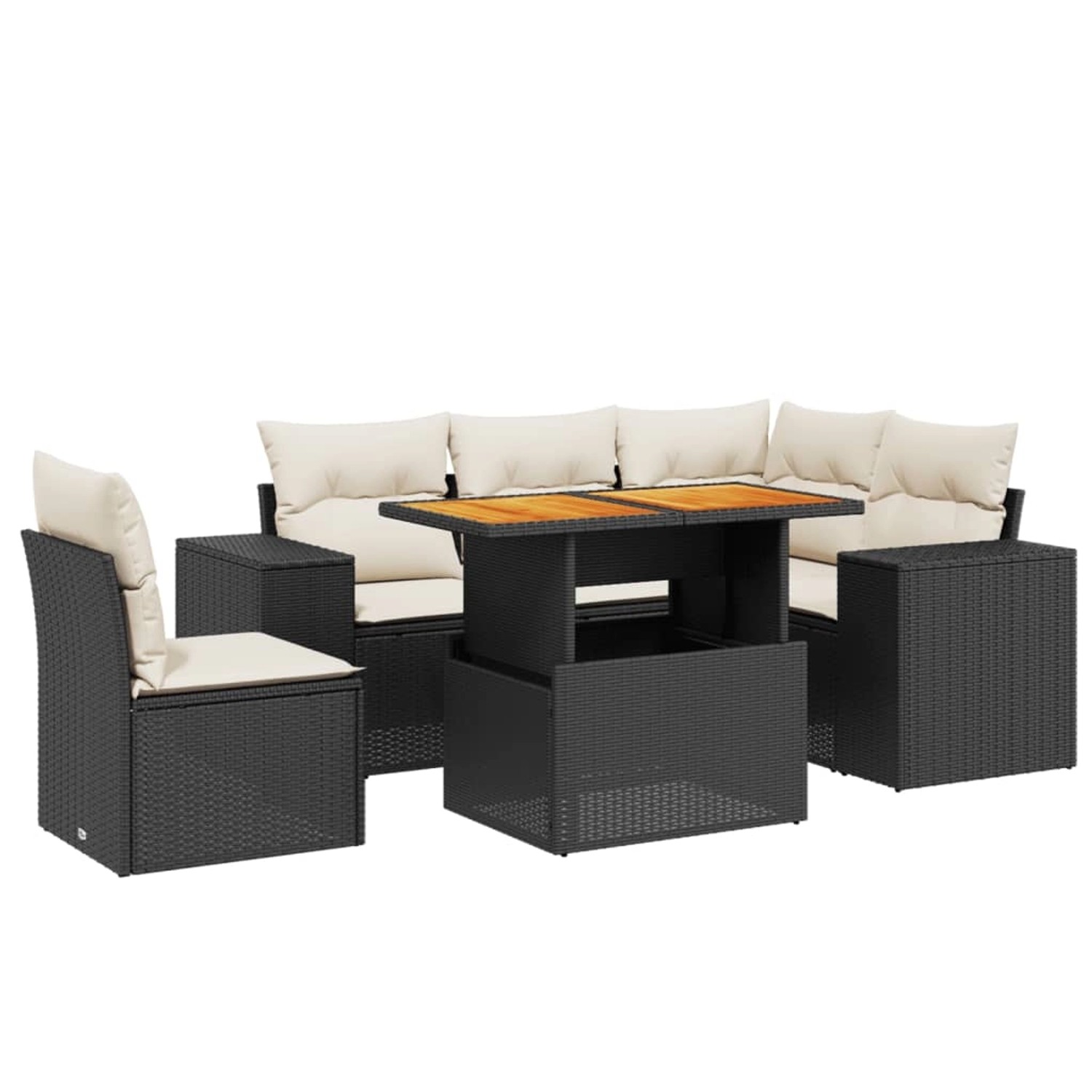 vidaXL 6-Tlg Garten-Sofagarnitur mit Kissen Schwarz Poly Rattan 3272638 günstig online kaufen