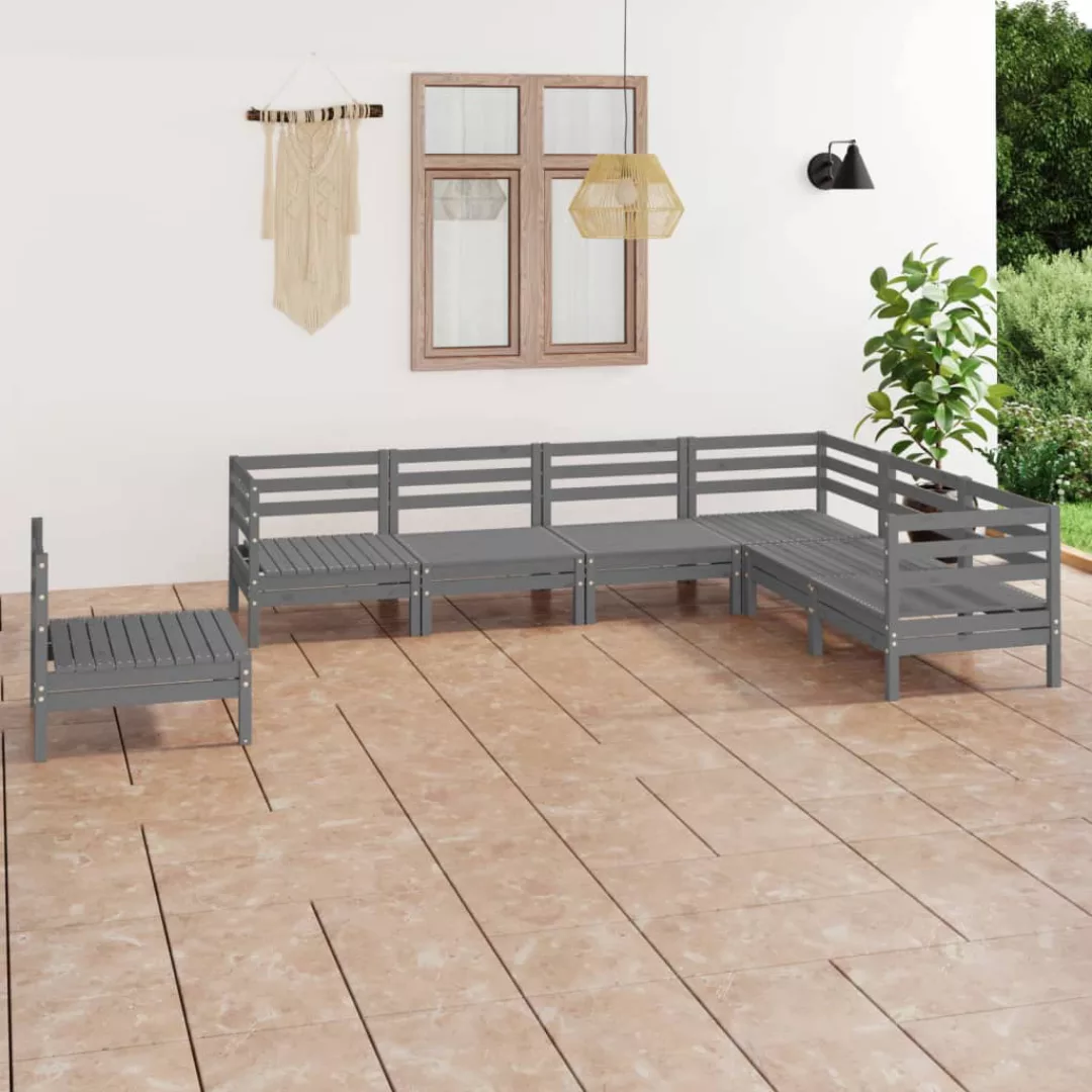 7-tlg. Garten-lounge-set Massivholz Kiefer Grau günstig online kaufen