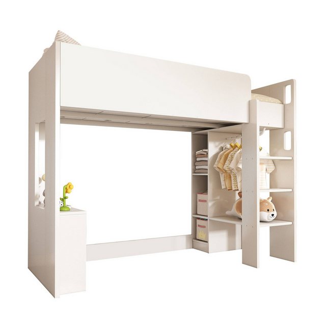 Fanttik Bettgestell Kinder-Hochbett – 90x200 cm, 3-in-1 mit Schrank & Regal günstig online kaufen