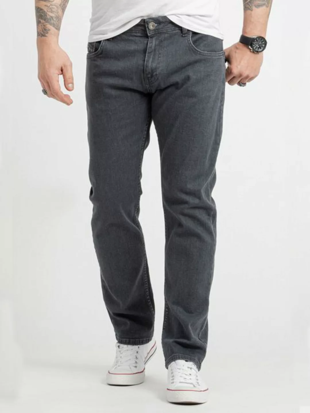 Rock Creek Regular-fit-Jeans Herren Jeans Stonewashed Dunkelgrau RC-2416 günstig online kaufen