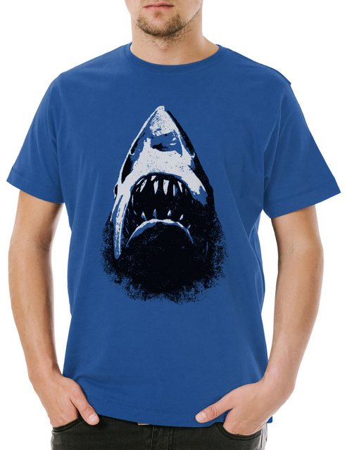 Urban Backwoods Print-Shirt Shark Face Herren T-Shirt Hai Jaws Sharks Geek günstig online kaufen