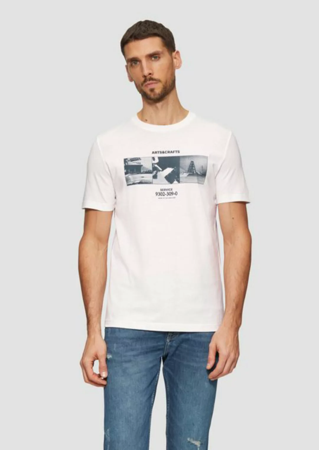 s.Oliver Kurzarmshirt T-Shirt mit Crew Neck und Frontprint Artwork günstig online kaufen