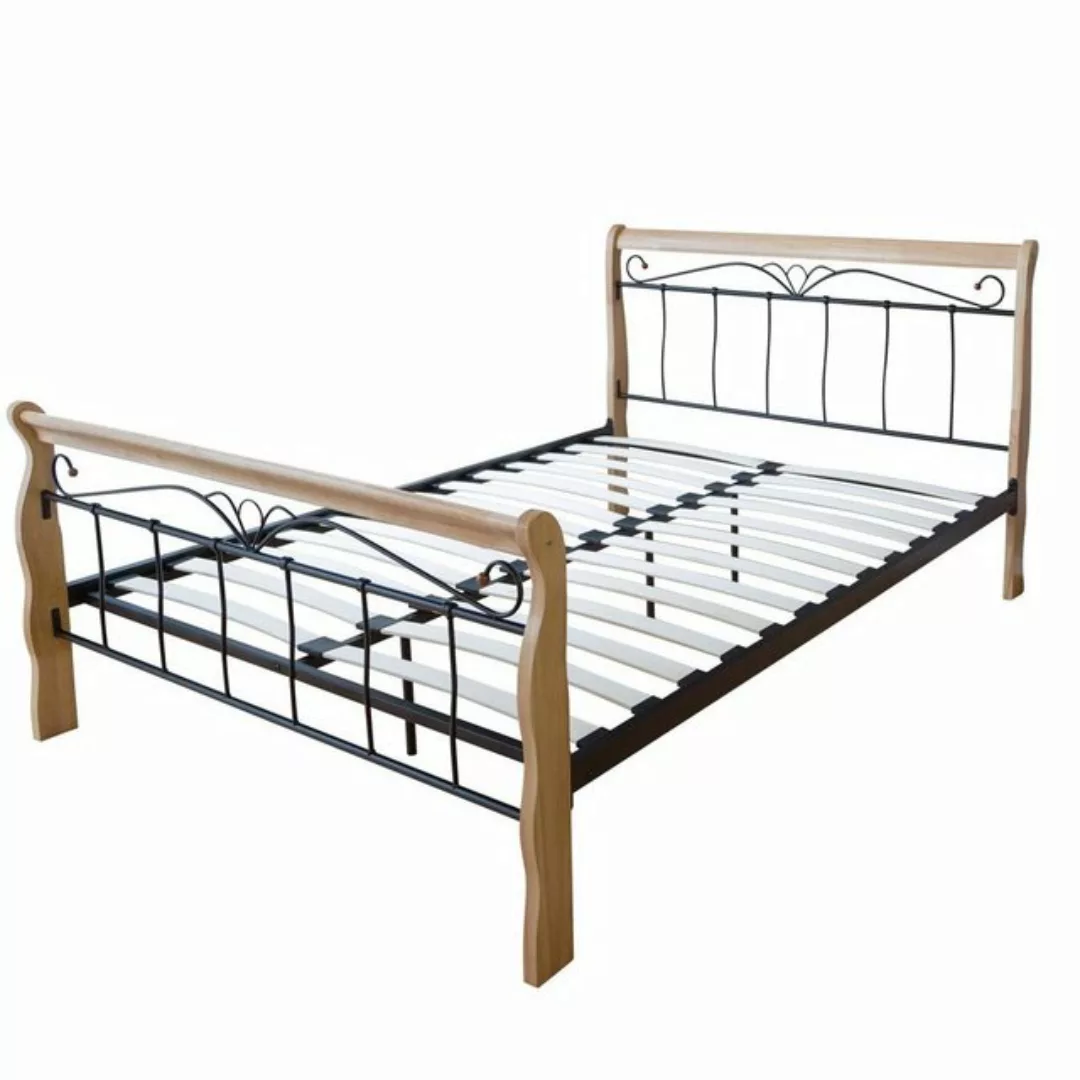 Homestyle4u Metallbett 140 160 180 x 200 Bettgestell Doppelbett inkl. Latte günstig online kaufen