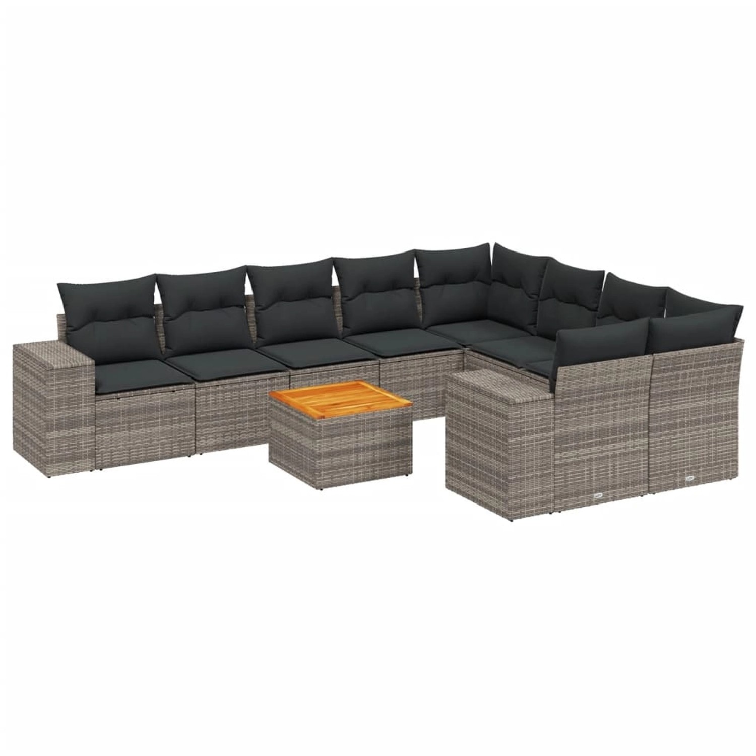 vidaXL 10-Tlg Garten-Sofagarnitur mit Kissen Grau Poly Rattan 3257936 günstig online kaufen