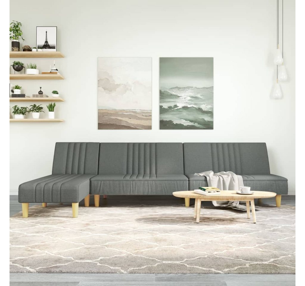 vidaXL Sofa Schlafsofa in L-Form Dunkelgrau 255x140x70 cm Stoff Chaiselongu günstig online kaufen