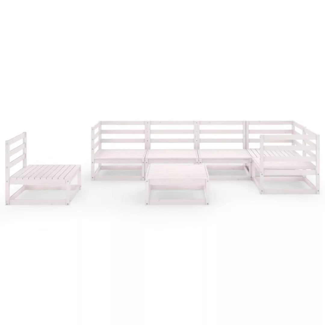 7-tlg. Garten-lounge-set Weiß Kiefer Massivholz günstig online kaufen