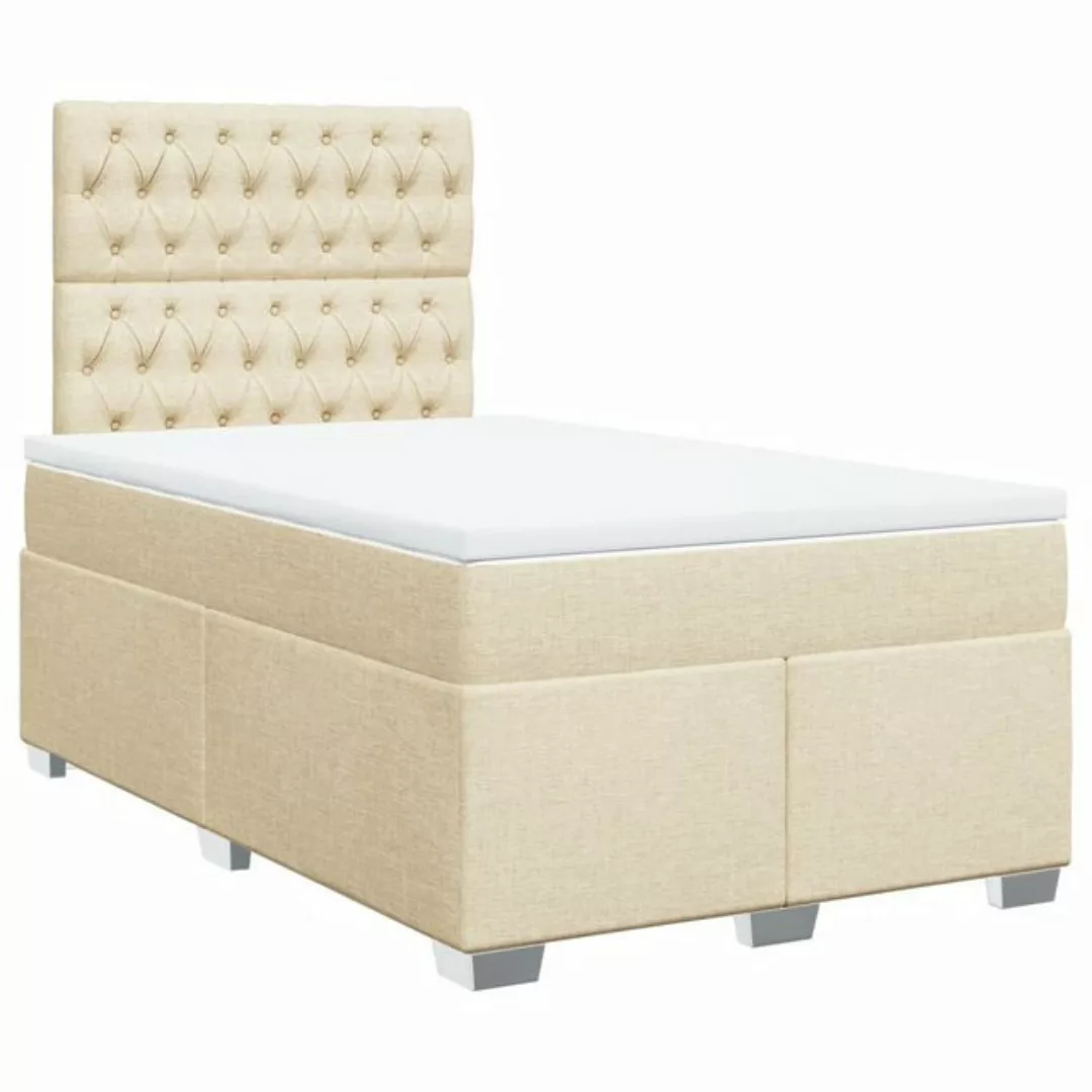 vidaXL Bett Boxspringbett mit Matratze Creme 120x190 cm Stoff günstig online kaufen