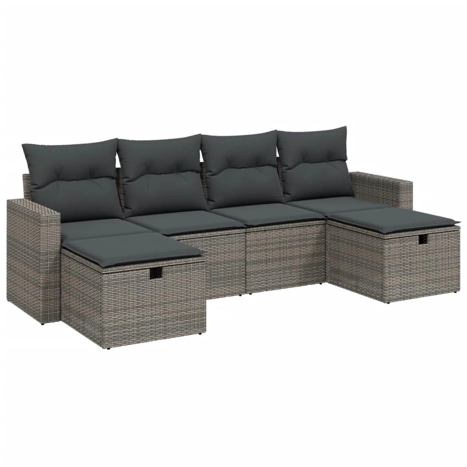 vidaXL 6-Tlg Garten-Sofagarnitur mit Kissen Grau Poly Rattan 3263546 günstig online kaufen