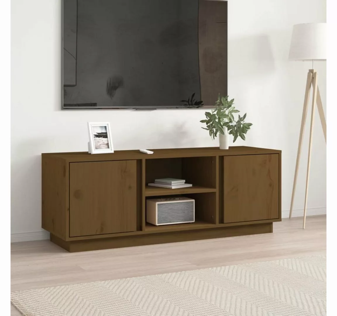furnicato TV-Schrank Honigbraun 110x35x40,5 cm Massivholz Kiefer günstig online kaufen