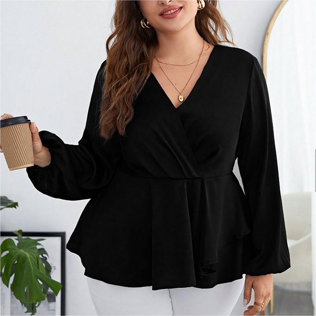 Zoclack Blusentop Damen Top mit V-Ausschnitt und Puffärmel Bluse mit Modisc günstig online kaufen