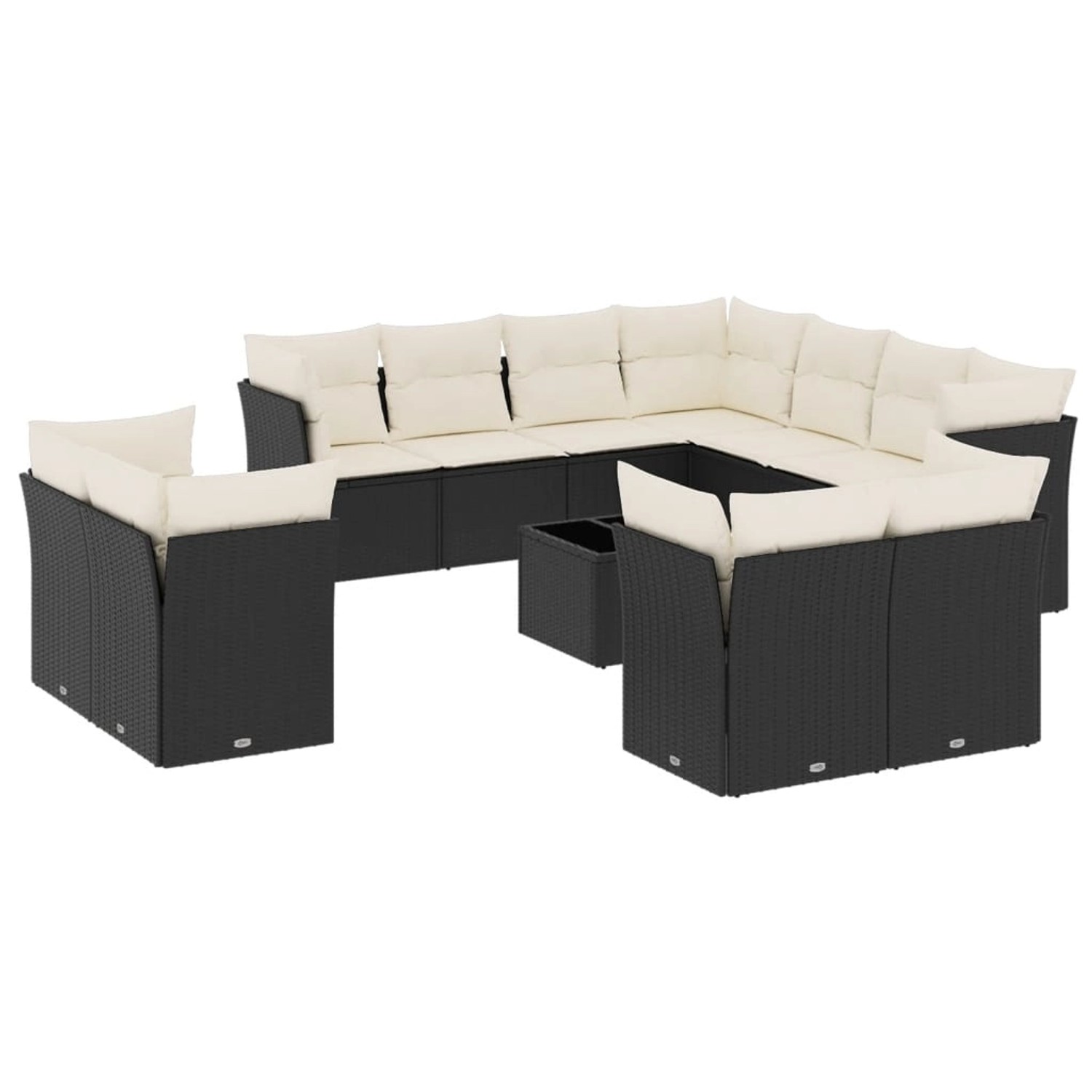 vidaXL 12-tlg Garten-Sofagarnitur mit Kissen Schwarz Poly Rattan Modell 22 günstig online kaufen