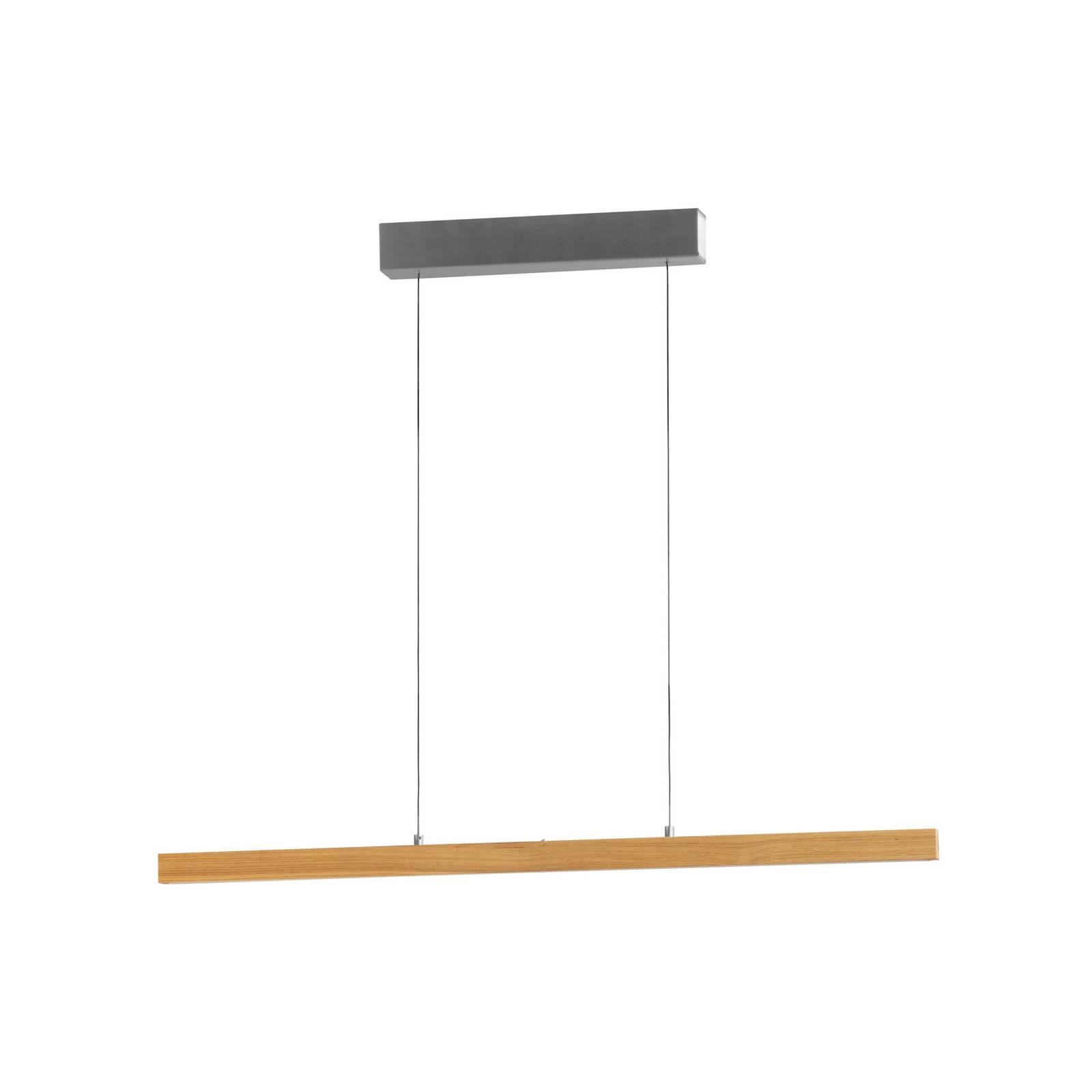 LED-Pendellampe Shine-Wood, Länge 105 cm, Eiche/nickelfarben günstig online kaufen