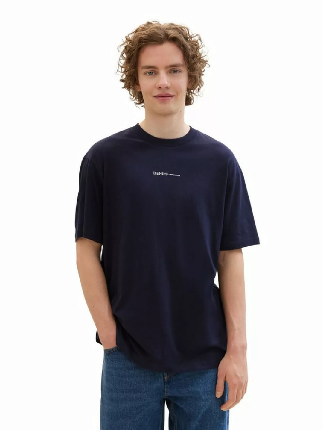 Tom Tailor Denim Herren T-Shirt ROUNDED HEM - Regular Fit günstig online kaufen