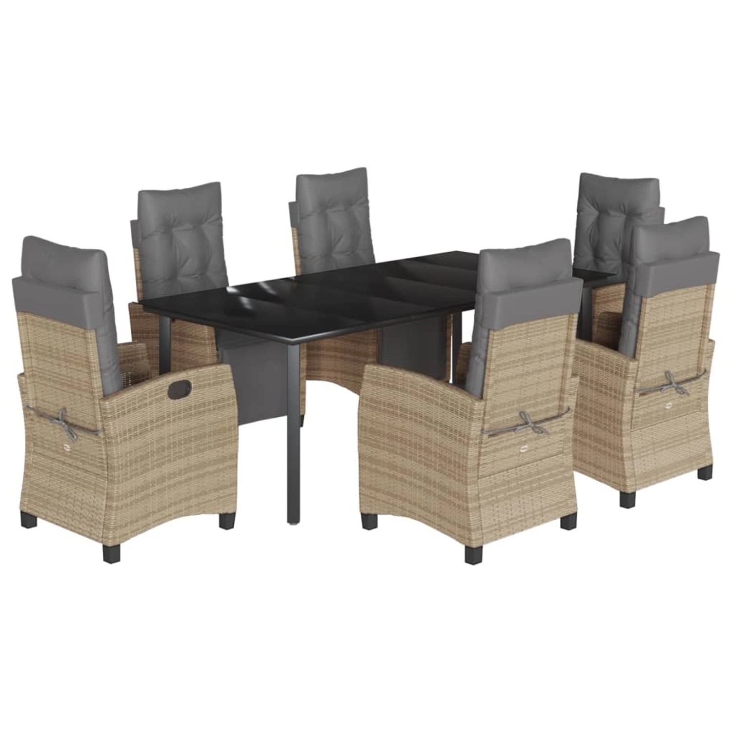 vidaXL 7-Tlg Garten-Essgruppe mit Kissen Beigemischung Poly Rattan 3213028 günstig online kaufen