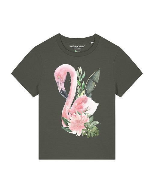 wat? Apparel Print-Shirt Flamingo mit Blumen (1-tlg) günstig online kaufen