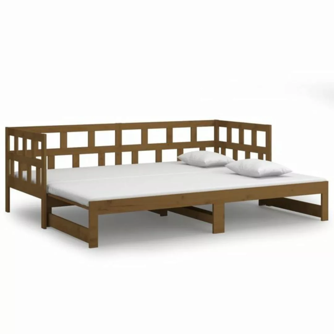vidaXL Bett Tagesbett Ausziehbar Honigbraun Massivholz Kiefer 2x(90x200) cm günstig online kaufen