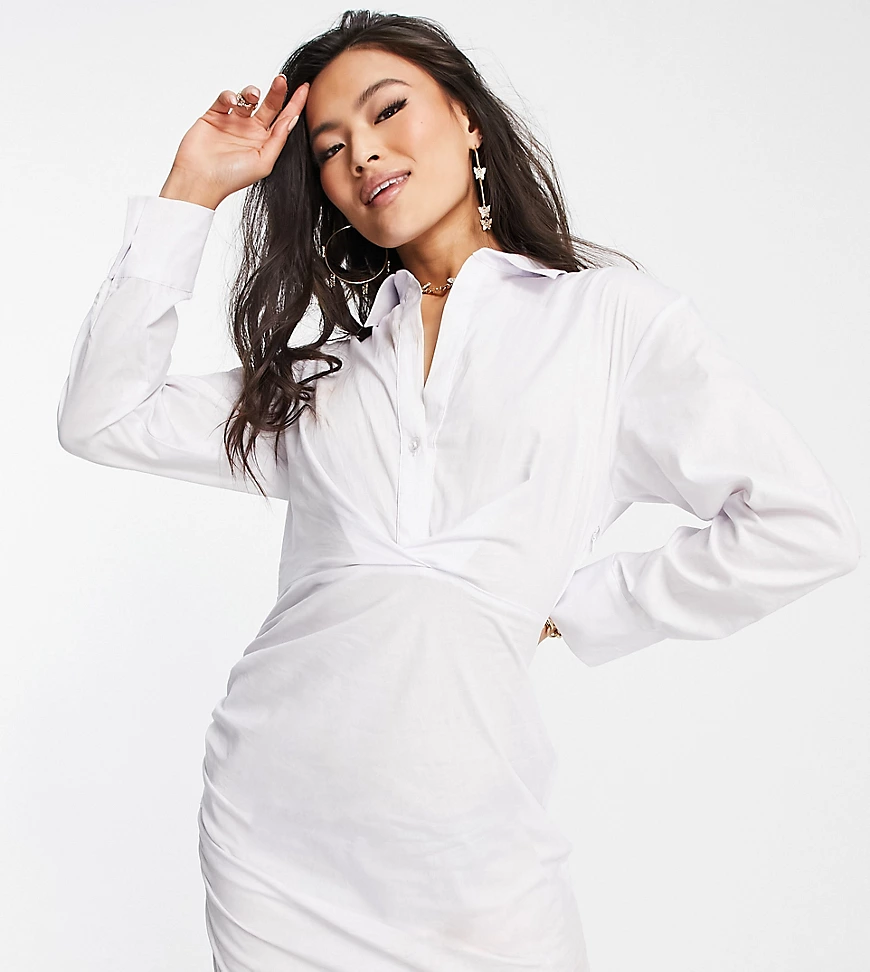 ASYOU – Hemdkleid in Weiß mit Wickeldetail günstig online kaufen