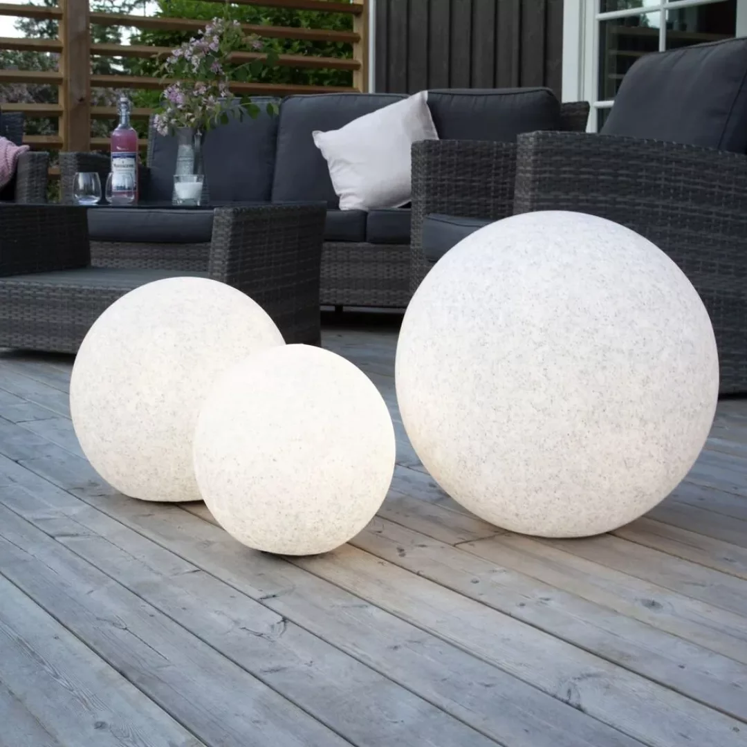 Gartenkugel Gardenlight in Weiß-Grau E27 300 mm günstig online kaufen