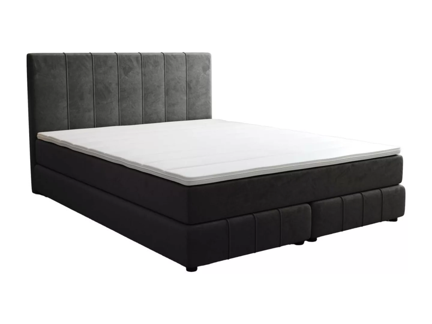 Boxspringbett mit Kopfteil + Lattenrost + Matratze + Topper - 160 x 200 cm günstig online kaufen