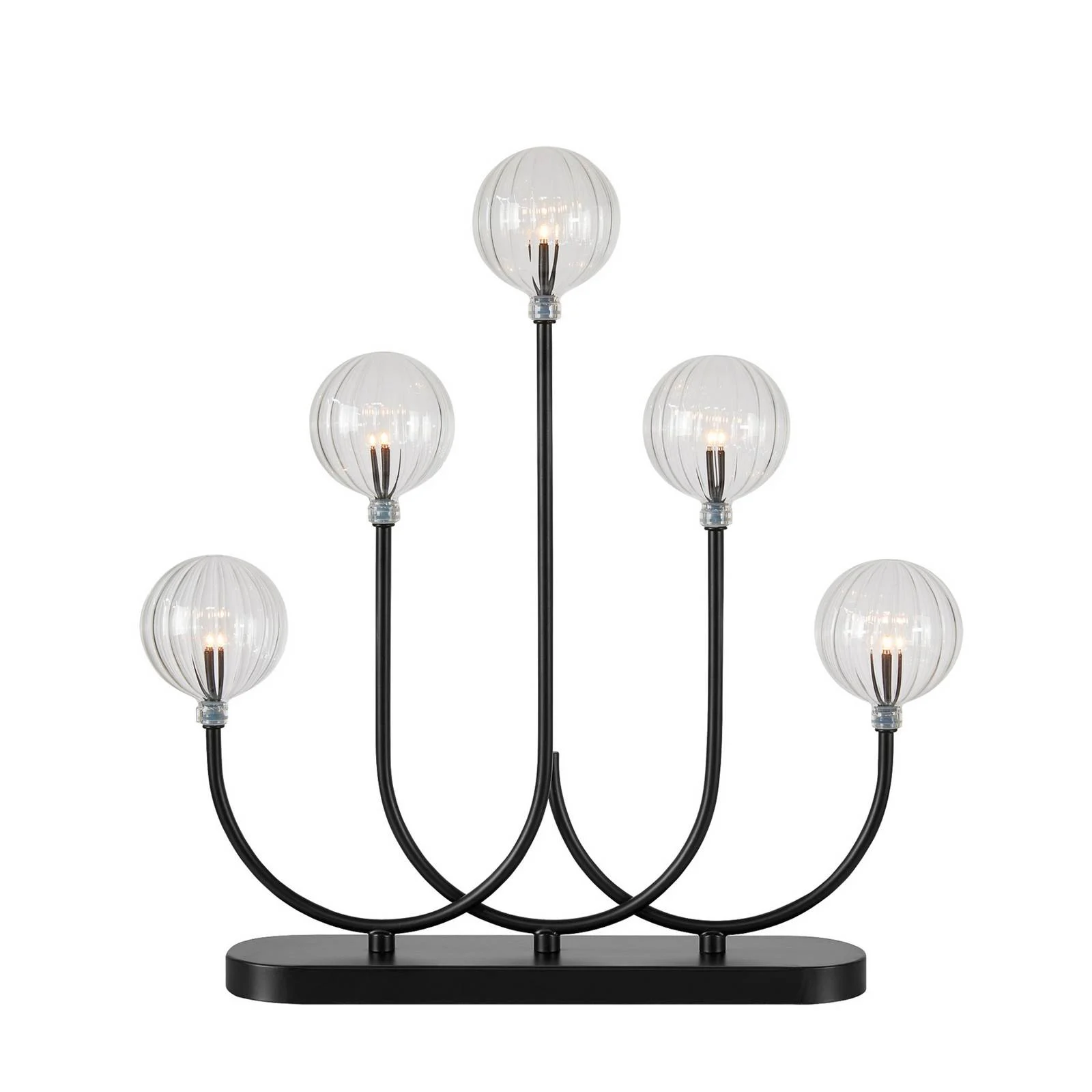 LED-Kerzenhalter Enys, schwarz/klar, Eisen/Glas, 5-flammig günstig online kaufen