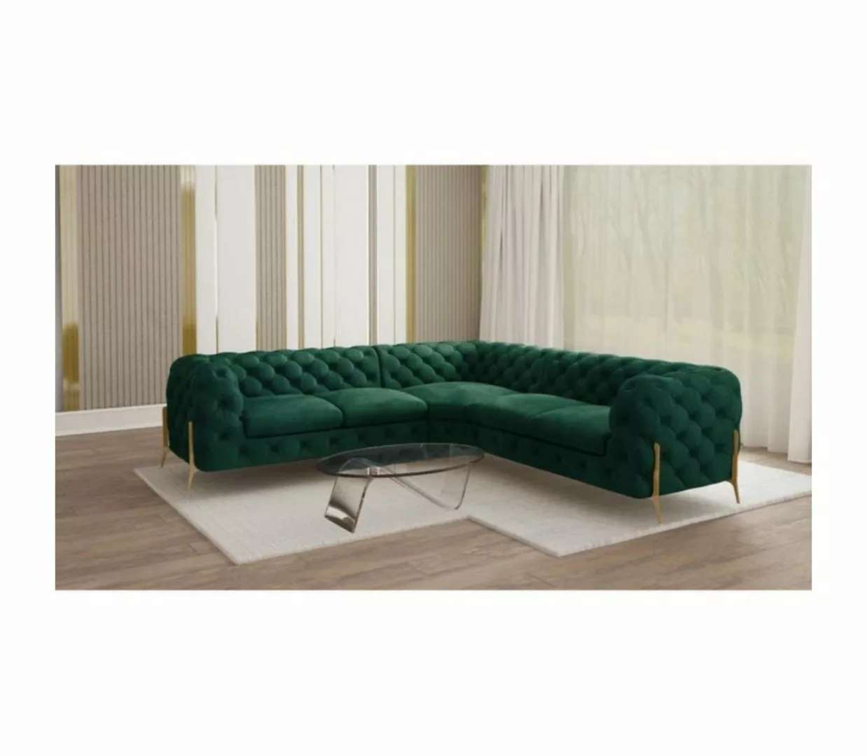 S-Style Möbel Ecksofa Chesterfield Ashley mit Goldene Metall Füßen, mit Wel günstig online kaufen