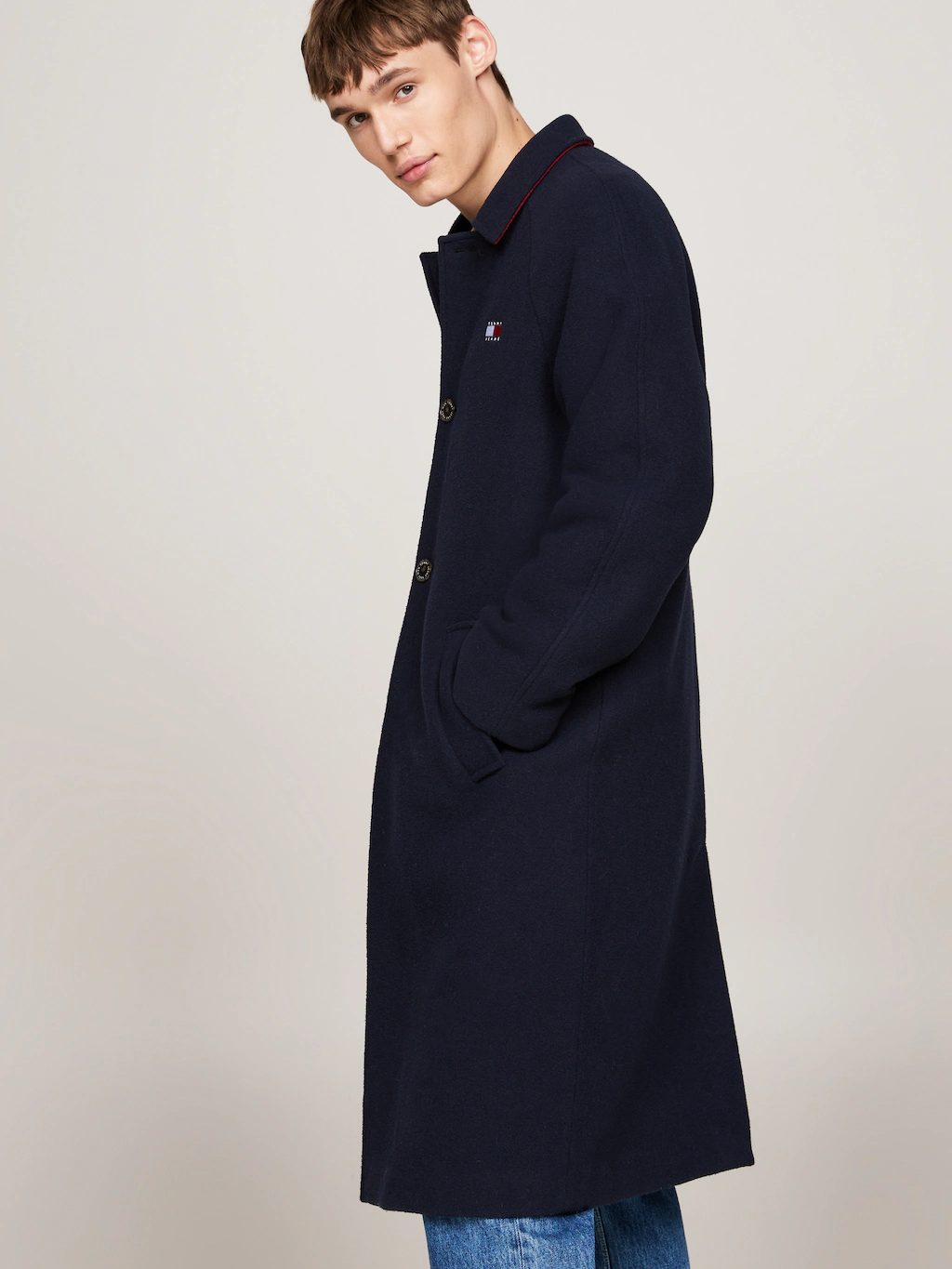 Tommy Jeans Langmantel "TJM WOOL COAT", mit halbgespreizten Kragen günstig online kaufen