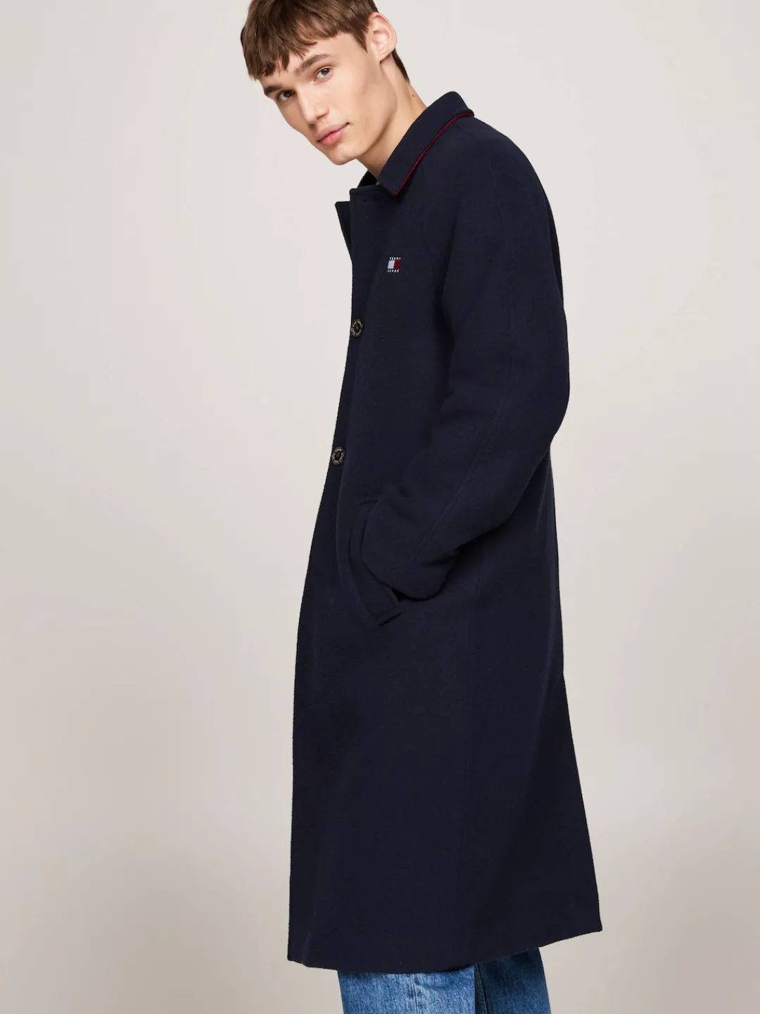 Tommy Jeans Langmantel TJM WOOL COAT mit halbgespreizten Kragen günstig online kaufen