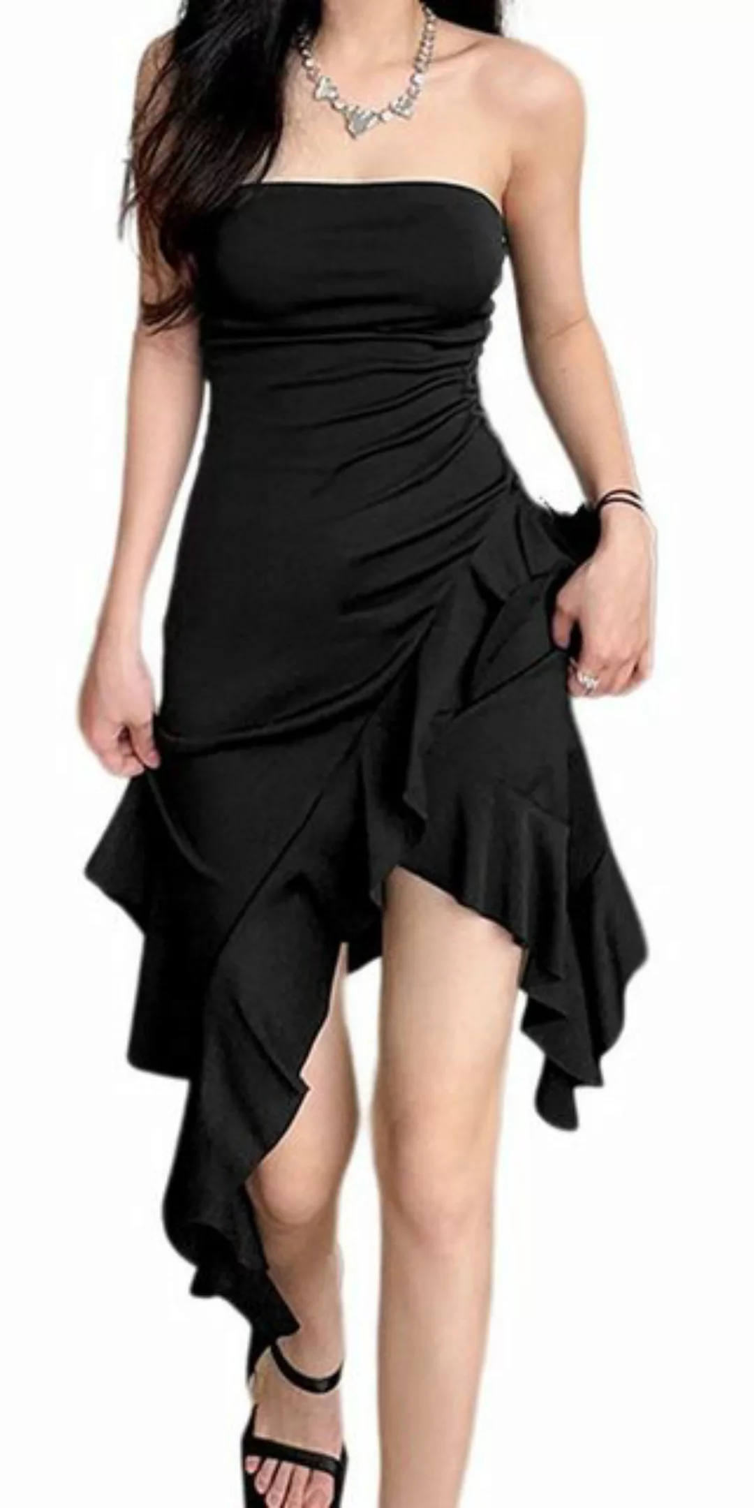 ZWY Dirndl Langes Röhrenkleid für Damen mit unregelmäßigem Design Eleganz u günstig online kaufen