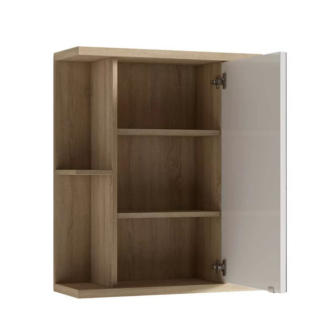 Badschrank mit Spiegel in Sonoma-Eiche 60 cm breit - 70 cm hoch günstig online kaufen