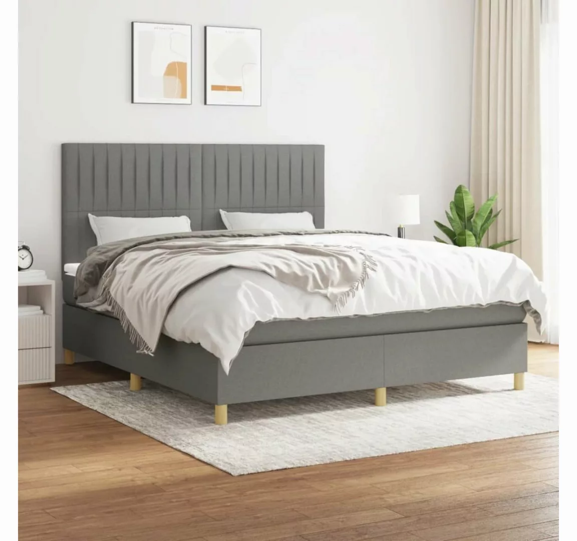 furnicato Bett Boxspringbett mit Matratze Dunkelgrau 180x200 cm Stoff günstig online kaufen