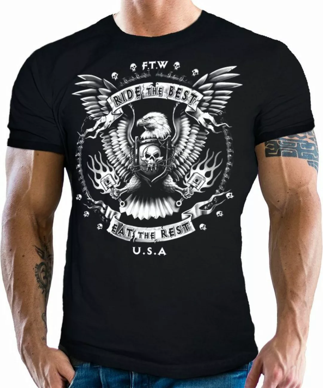 GASOLINE BANDIT® T-Shirt für Motorradfahrer und Biker: Ride The Best, Eat t günstig online kaufen