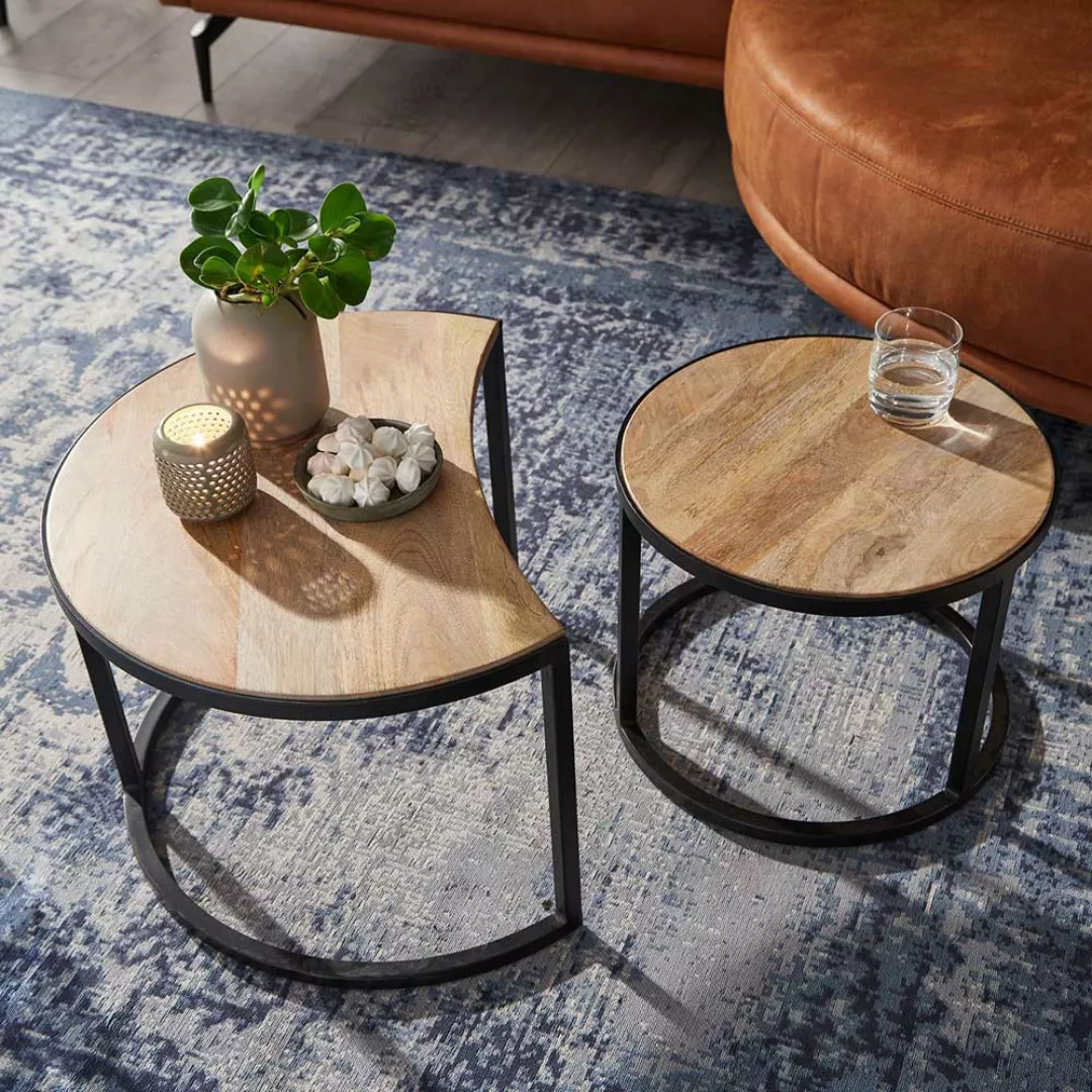 Wohnzimmer Tisch 2er Set 60 cm breit Industry und Loft Stil (zweiteilig) günstig online kaufen