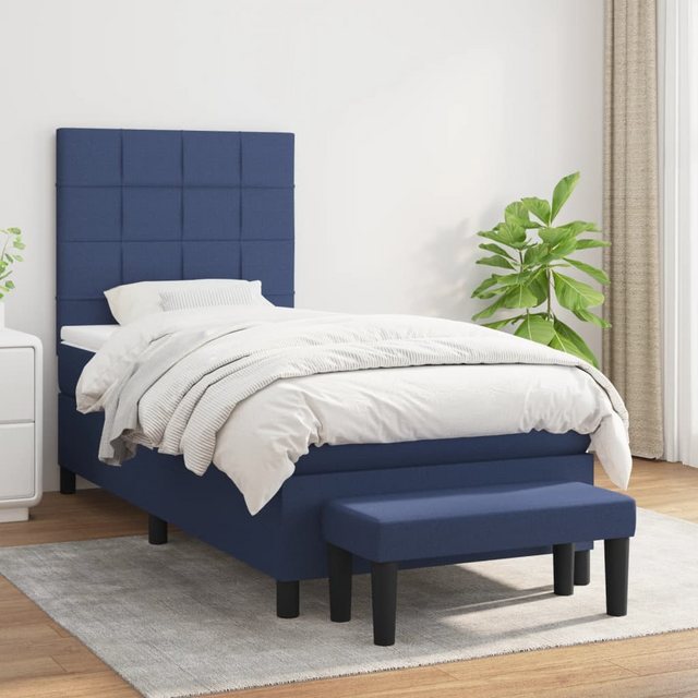vidaXL Bett Boxspringbett mit Matratze Blau 90x190 cm Stoff günstig online kaufen