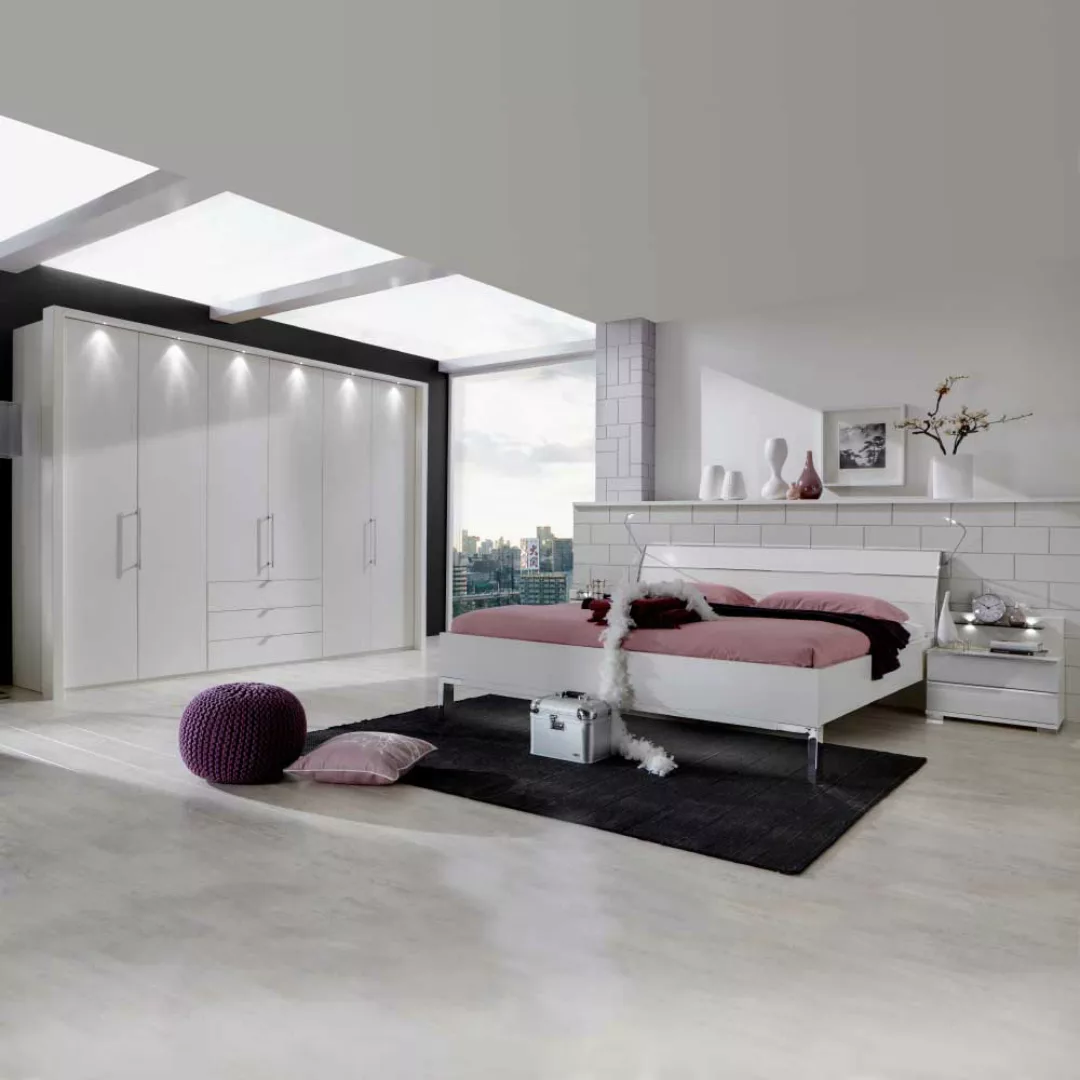 Schlafzimmer Einrichtung in Weiß Beleuchtung (vierteilig) günstig online kaufen